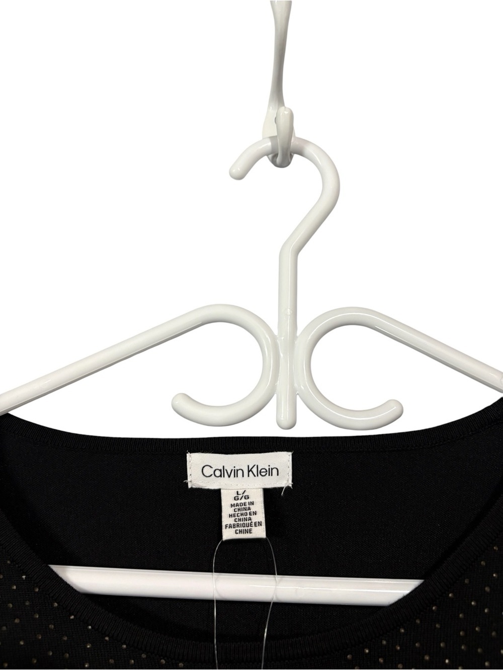 Calvin Klein, Black Rhinestone Top, Women Sparkle Elegant, Large - Picture 3 of 11